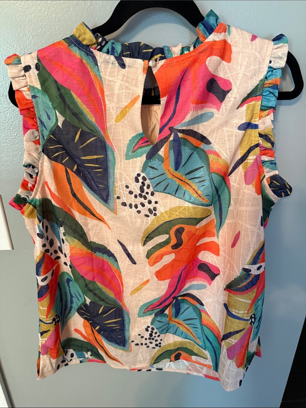 Quinby Multicolor Tropical Print Ruffle-Sleeve Camisole - Picture 3 of 3